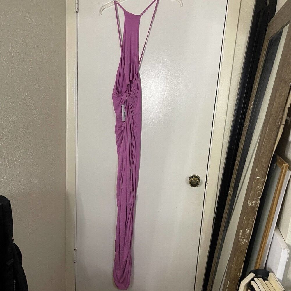 NEW ASOS one shoulder cinched bodycon maxi dress fuschia pink size US 14 - Picture 6 of 8